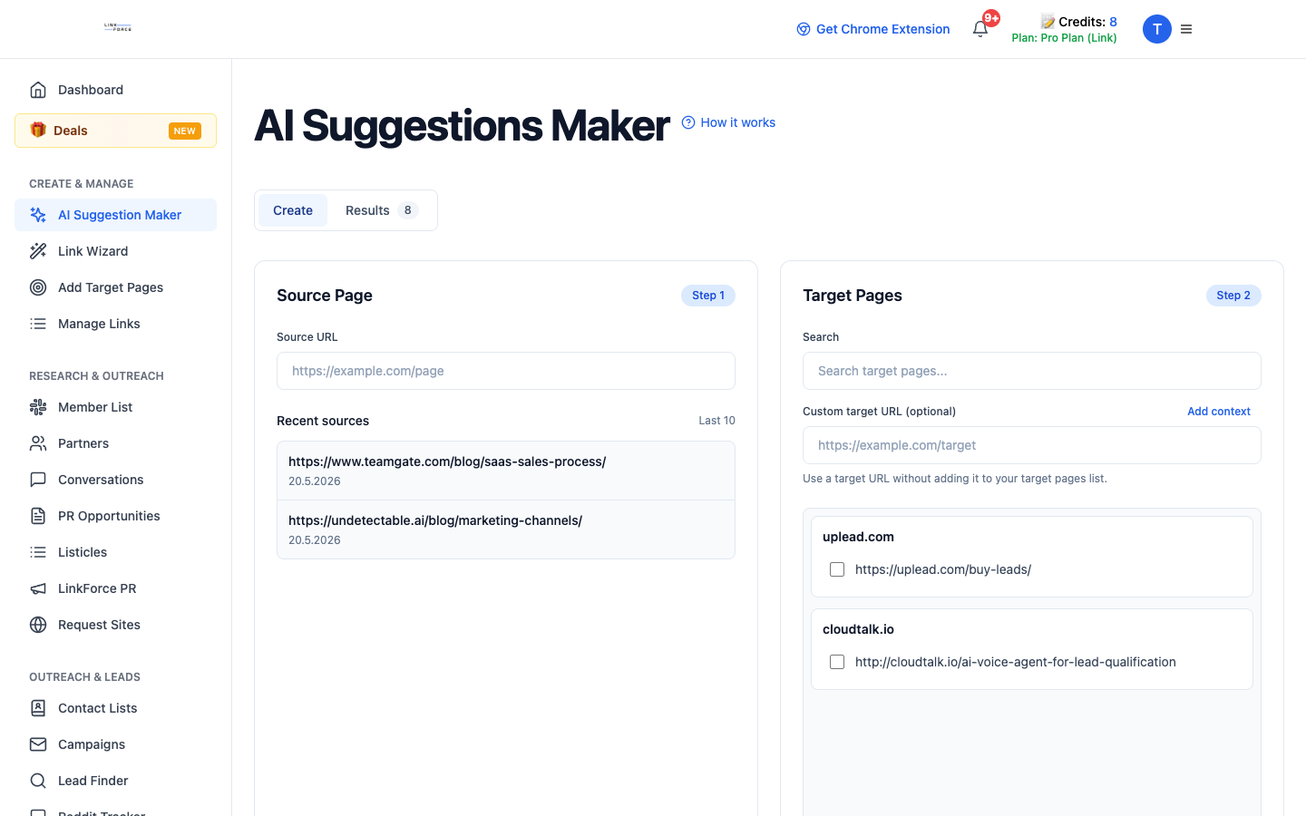 The AI Suggestion Maker results.