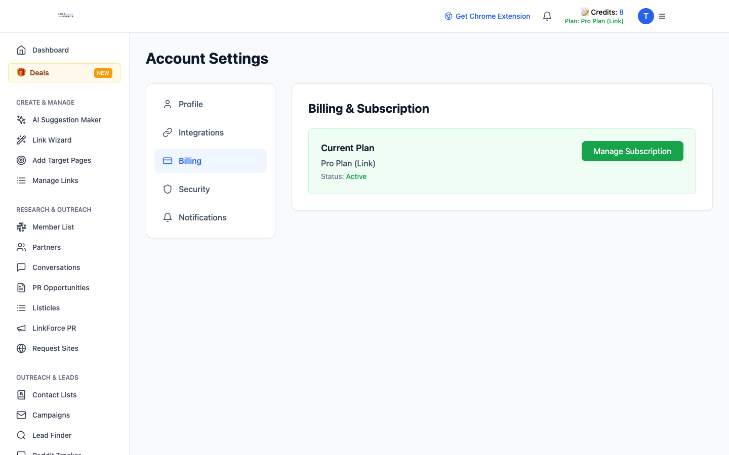 Account and billing.