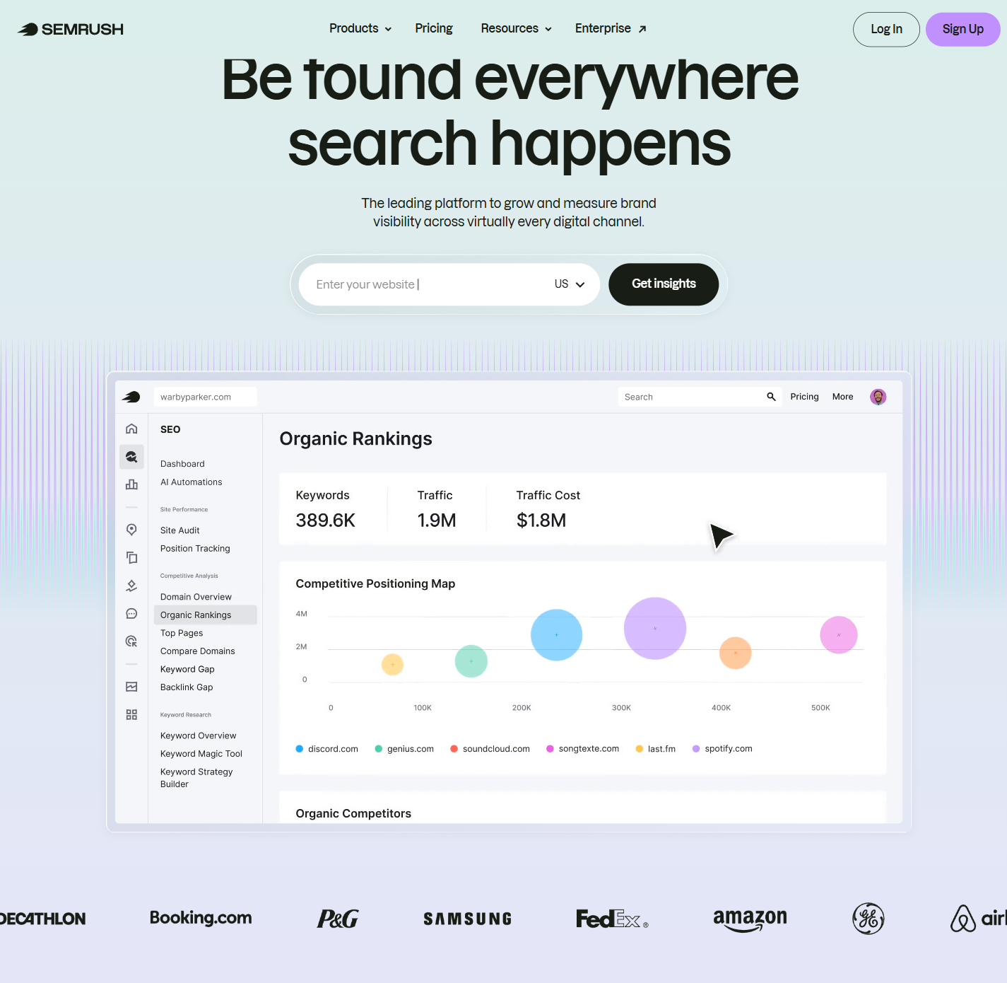 Semrush interface preview