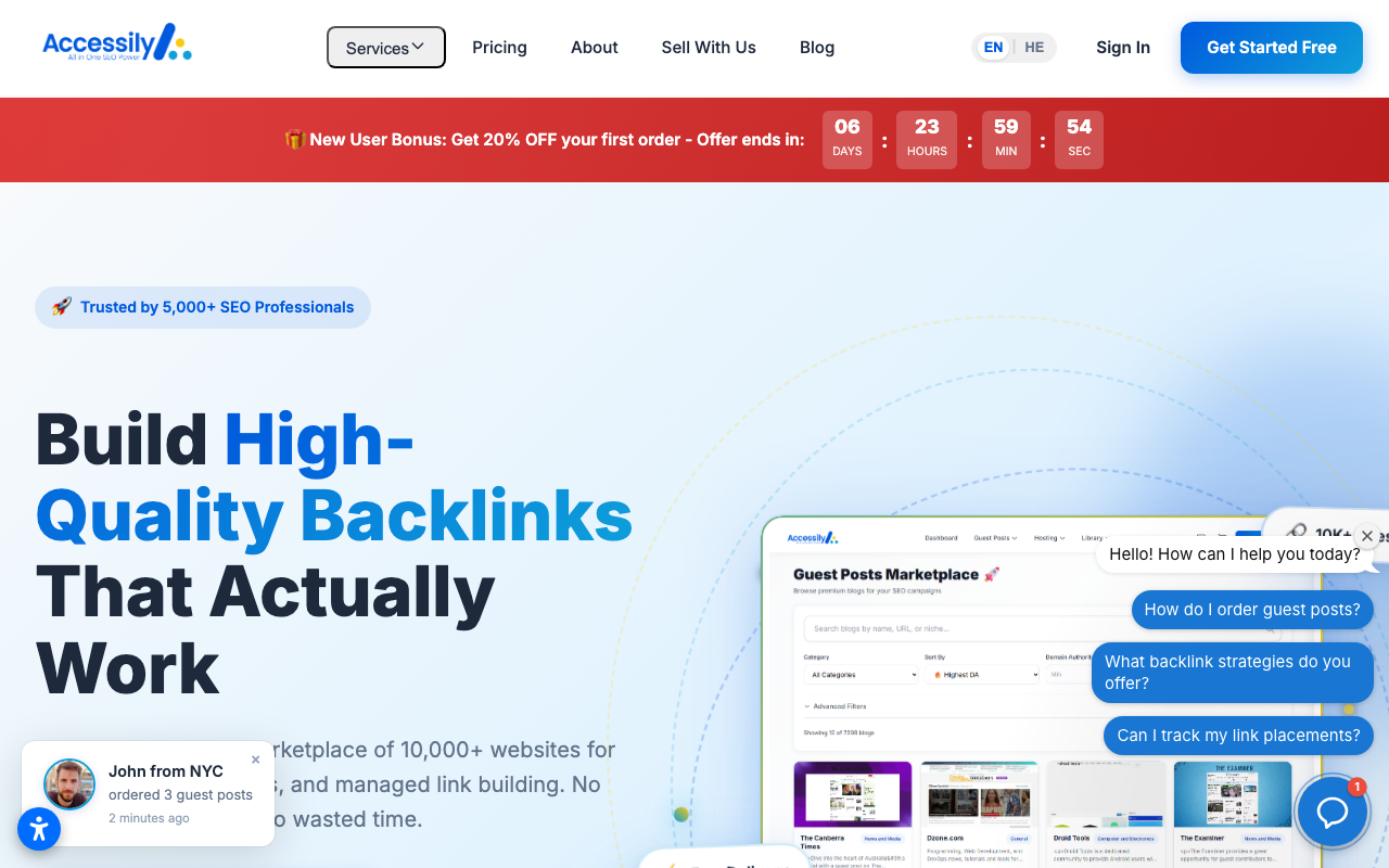Accessily guest post marketplace homepage