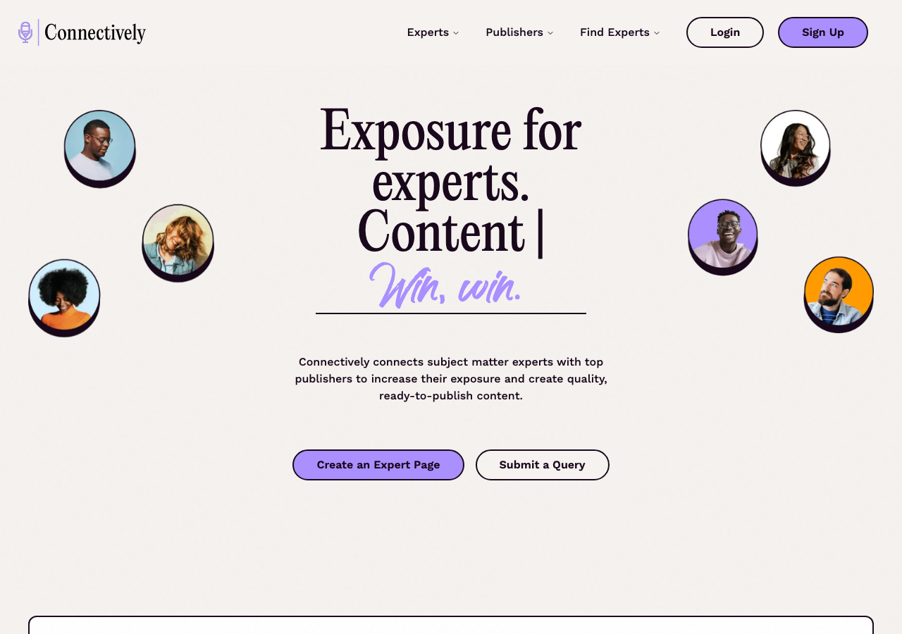 Connectively platform connecting subject matter experts with publishers for editorial coverage