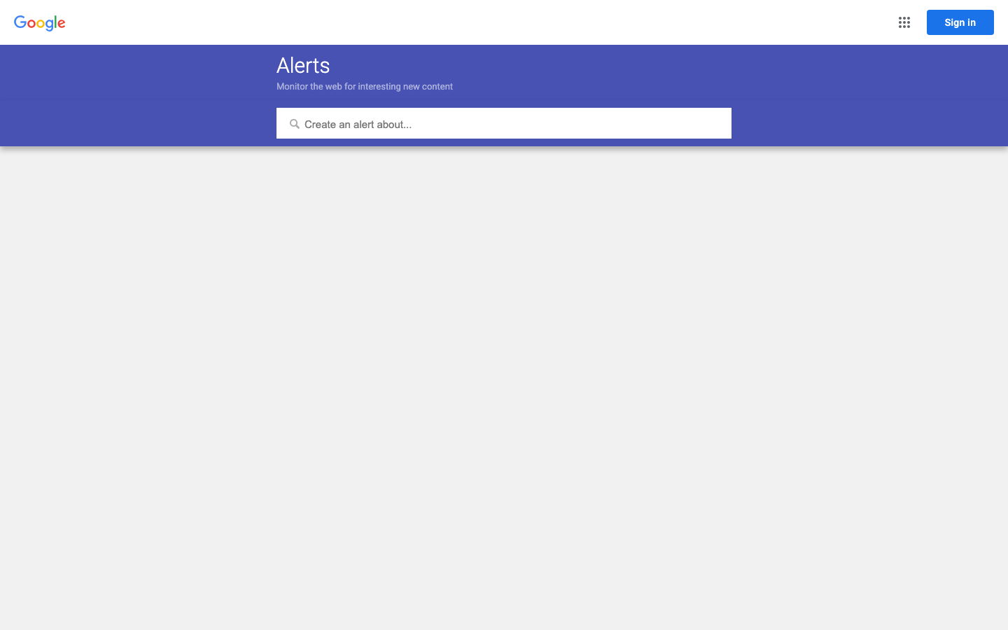 Google Alerts setup page for monitoring brand mentions
