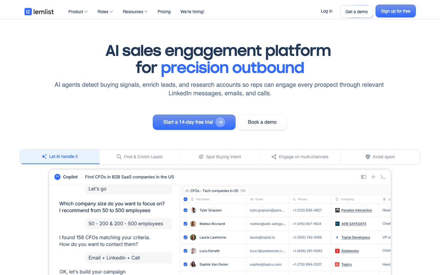 Lemlist personalized outreach email tool interface