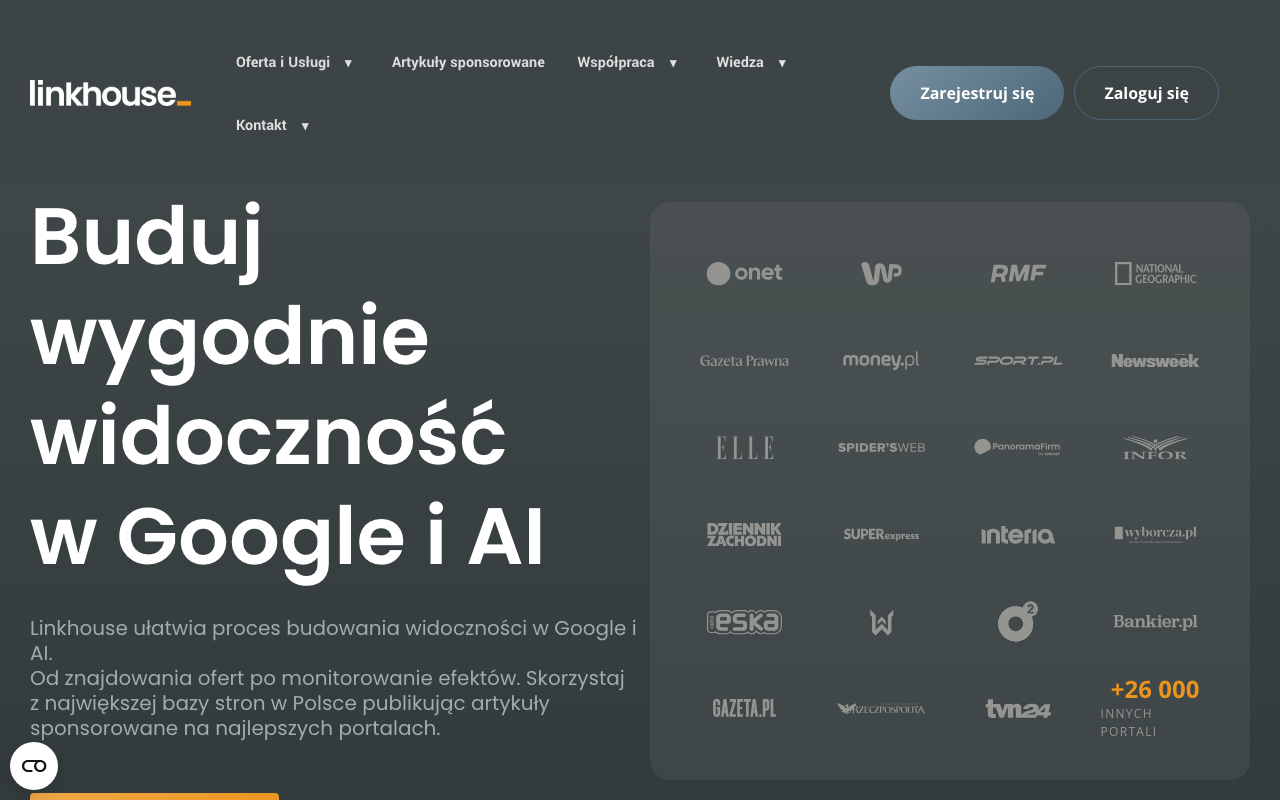 Linkhouse guest post marketplace homepage