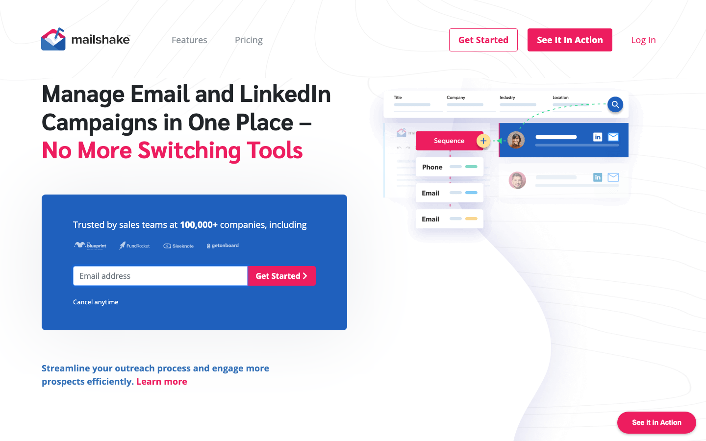 Mailshake email outreach tool campaign dashboard
