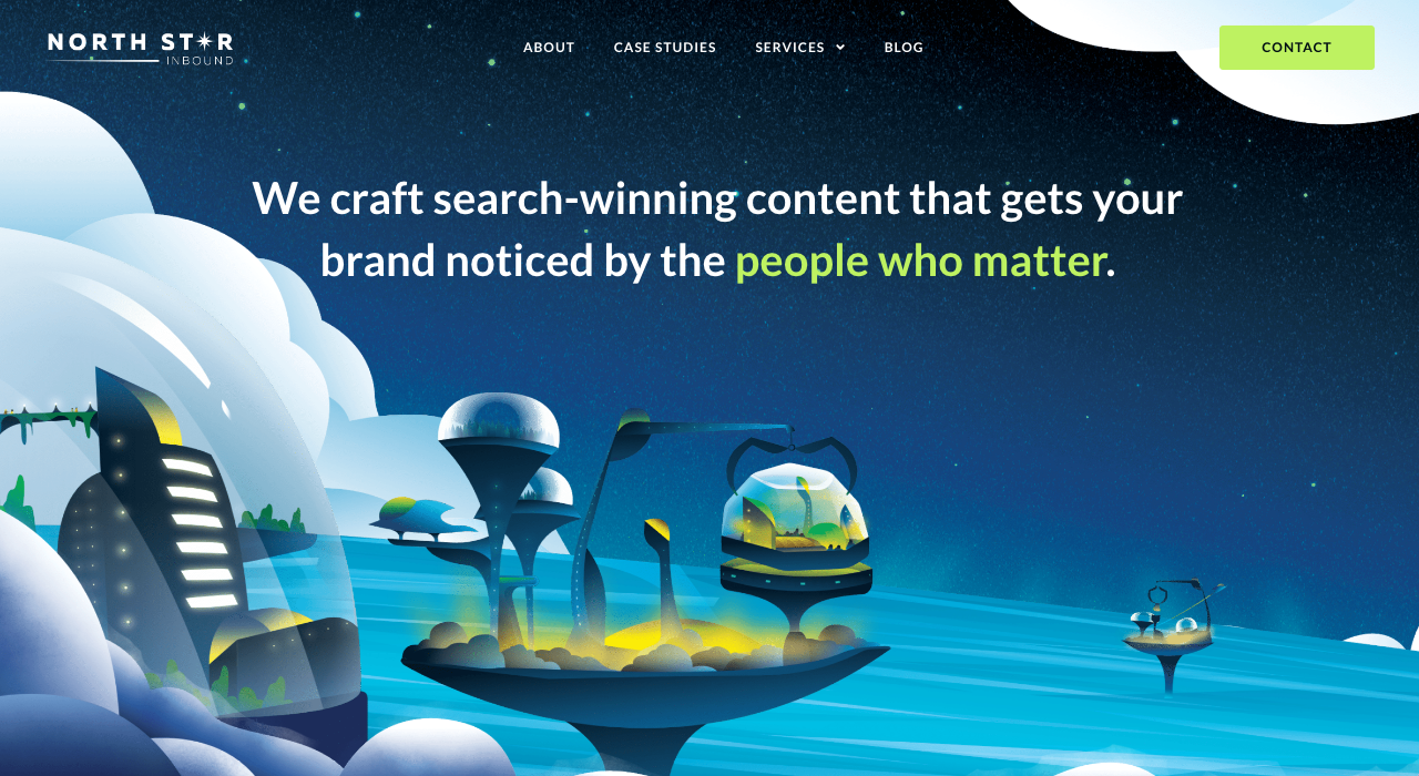 Screenshot of North Star Inbound digital PR agency homepage