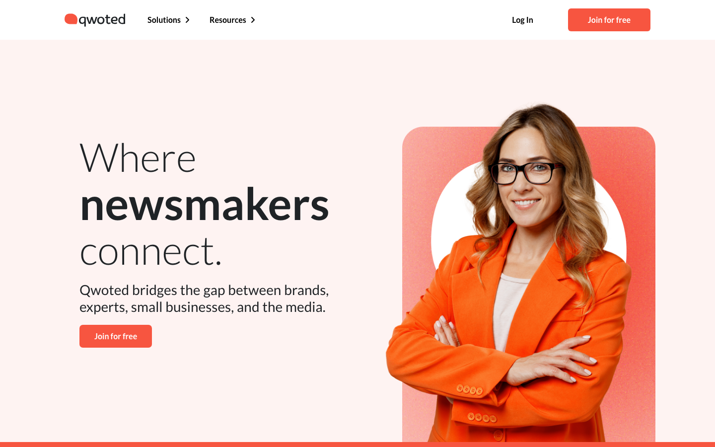 Qwoted homepage - platform connecting brands and experts with journalists for media coverage