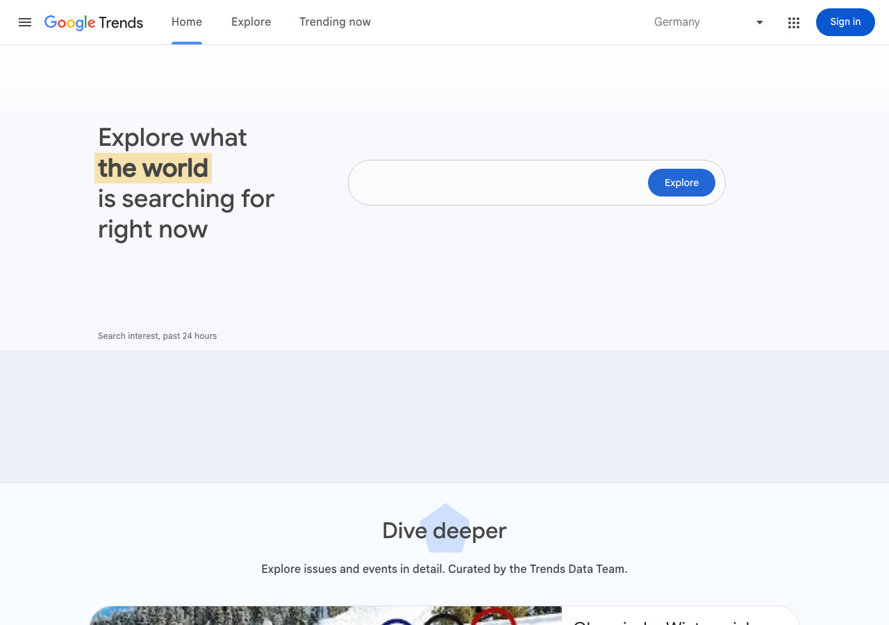 Google Trends search interest tool for tracking branded search volume over time
