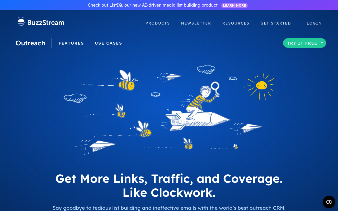 BuzzStream homepage – relationship-led blogger outreach tool