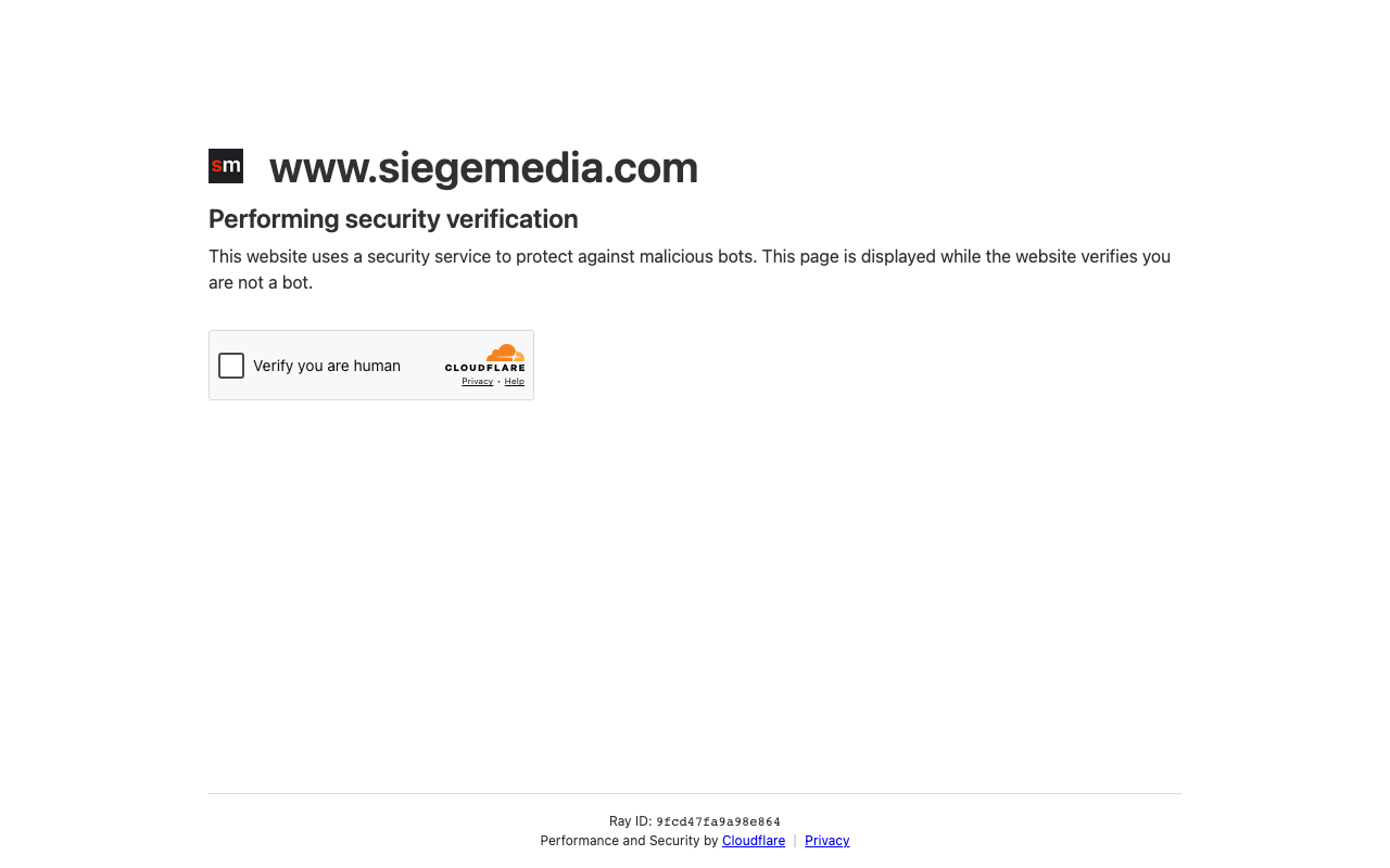 Screenshot of Siege Media digital PR agency homepage