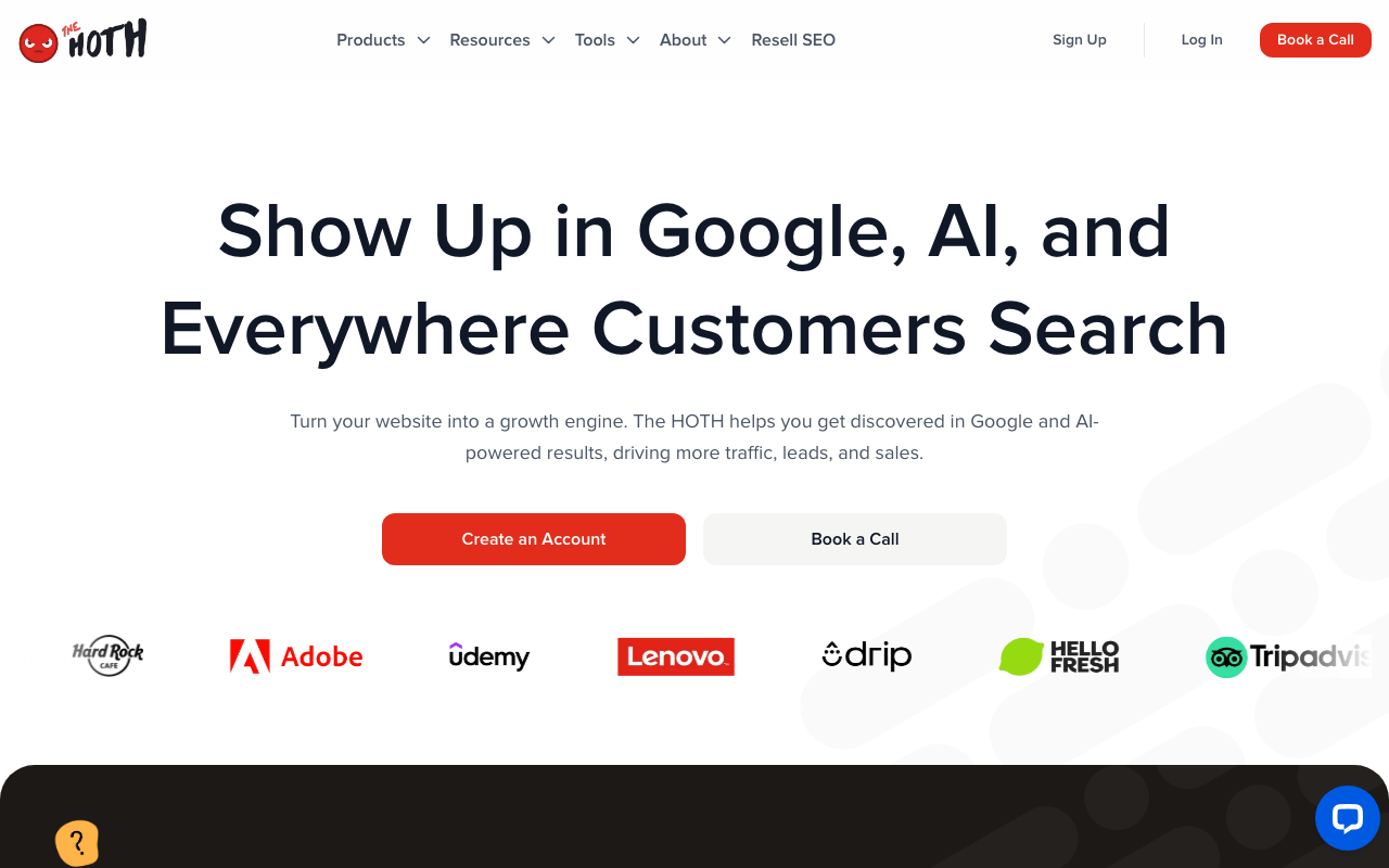 The HOTH SEO and guest posting services homepage