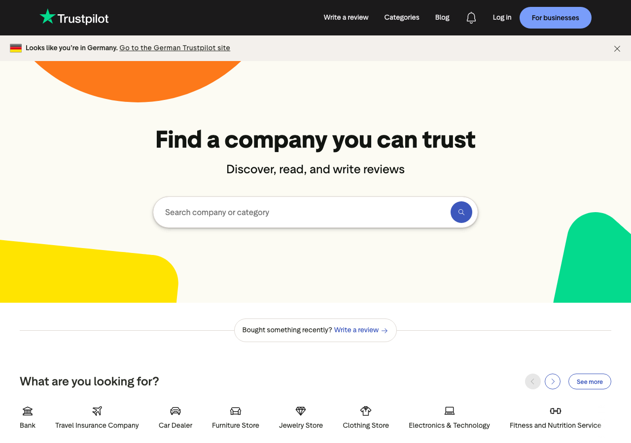 Trustpilot review platform where businesses collect customer reviews that build Google trust signals