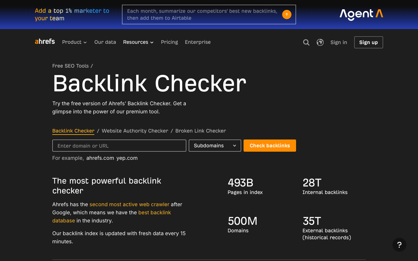 Ahrefs Backlink Checker: kostenloses Tool zur Analyse von Backlinks und verweisenden Domains