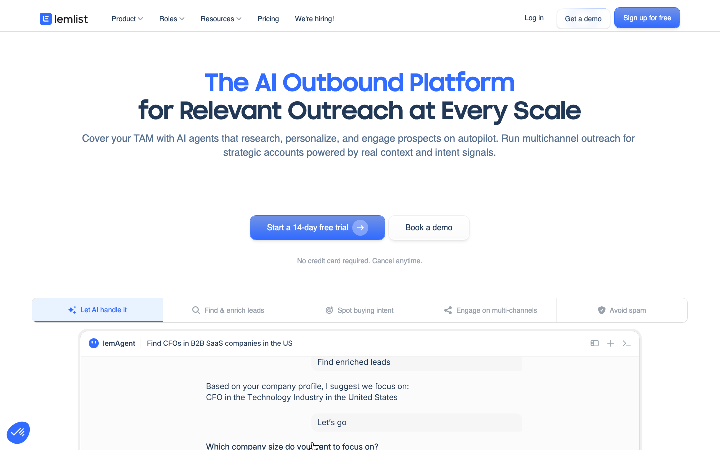Lemlist personalized cold email and multichannel outreach platform homepage