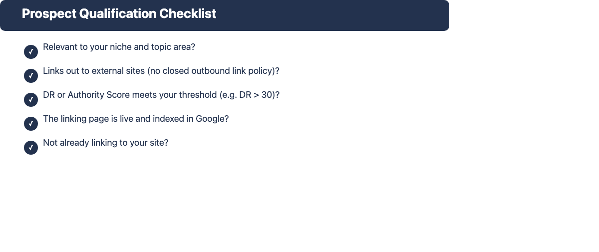 5-point checklist for qualifying competitor backlink prospects