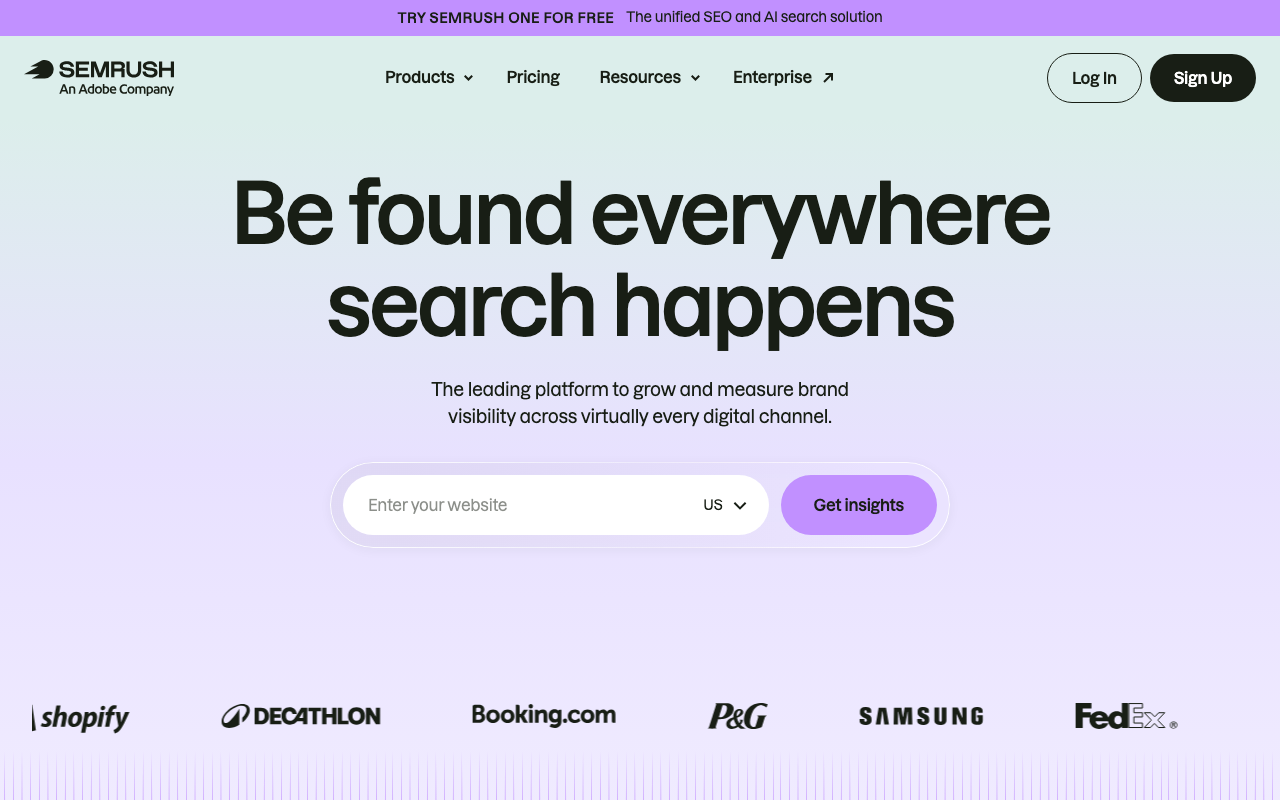 Semrush homepage - Backlink Audit tool for finding toxic backlinks