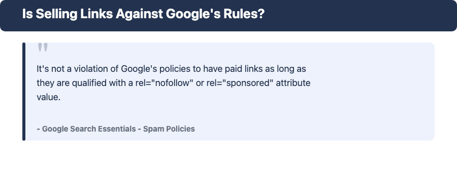 Quote from Google's Search Essentials spam policies on qualifying paid links with rel nofollow or sponsored