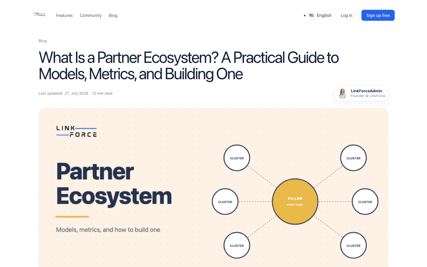 Screenshot des LinkForce-Blogartikels zum Partner-Ecosystem als Beispiel für Content-Partnerschaften