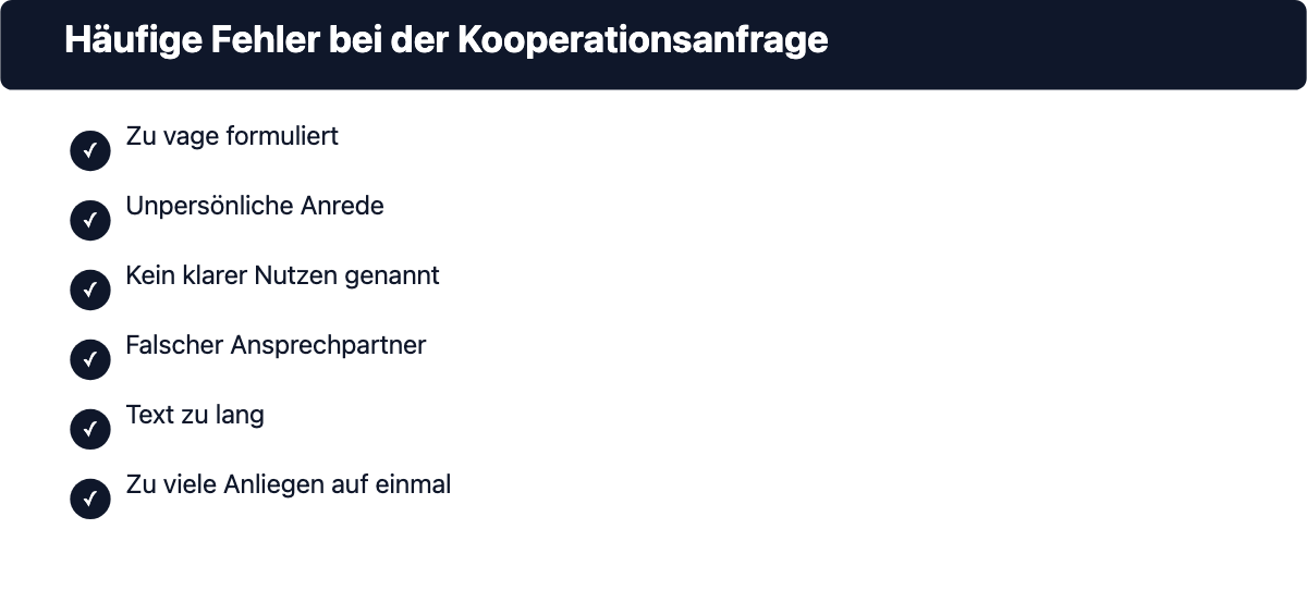 Häufige Fehler bei der Kooperationsanfrage: Checkliste mit sechs typischen Fehlern