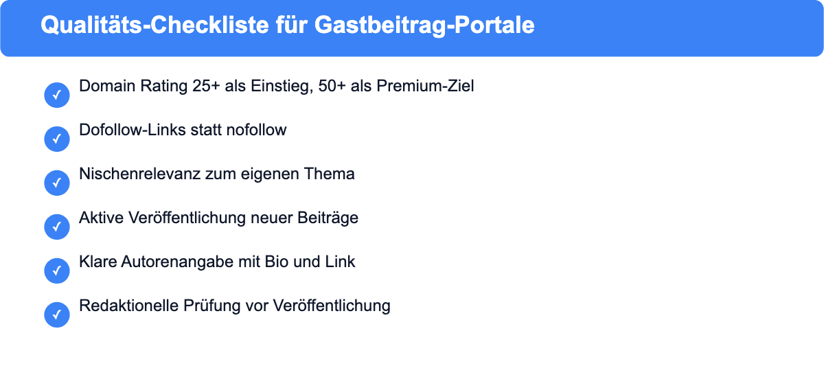 Checkliste: Qualitätskriterien für Gastbeitrag-Portale