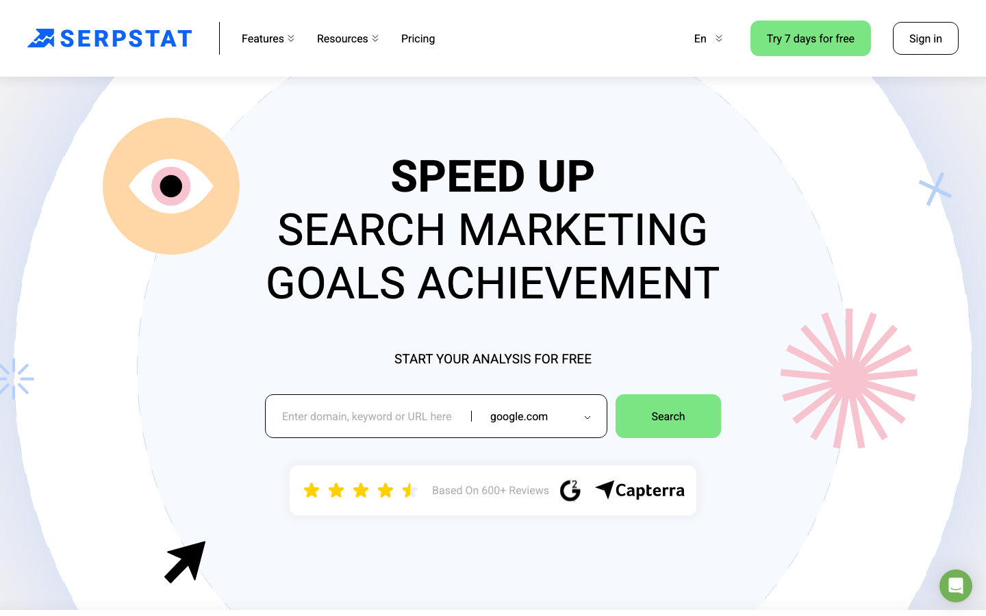 Serpstat SEO platform homepage